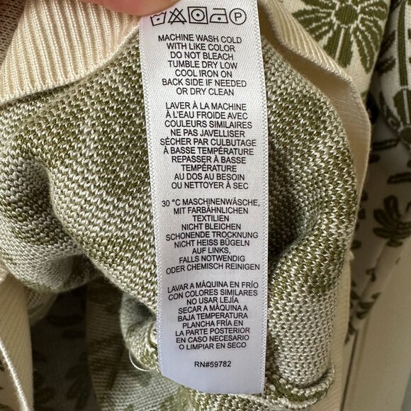 1X/2X Adrianna Papell Olive Jaquard Floral Fatterned Pullover Crewneck Sweater - Picture 5 of 6